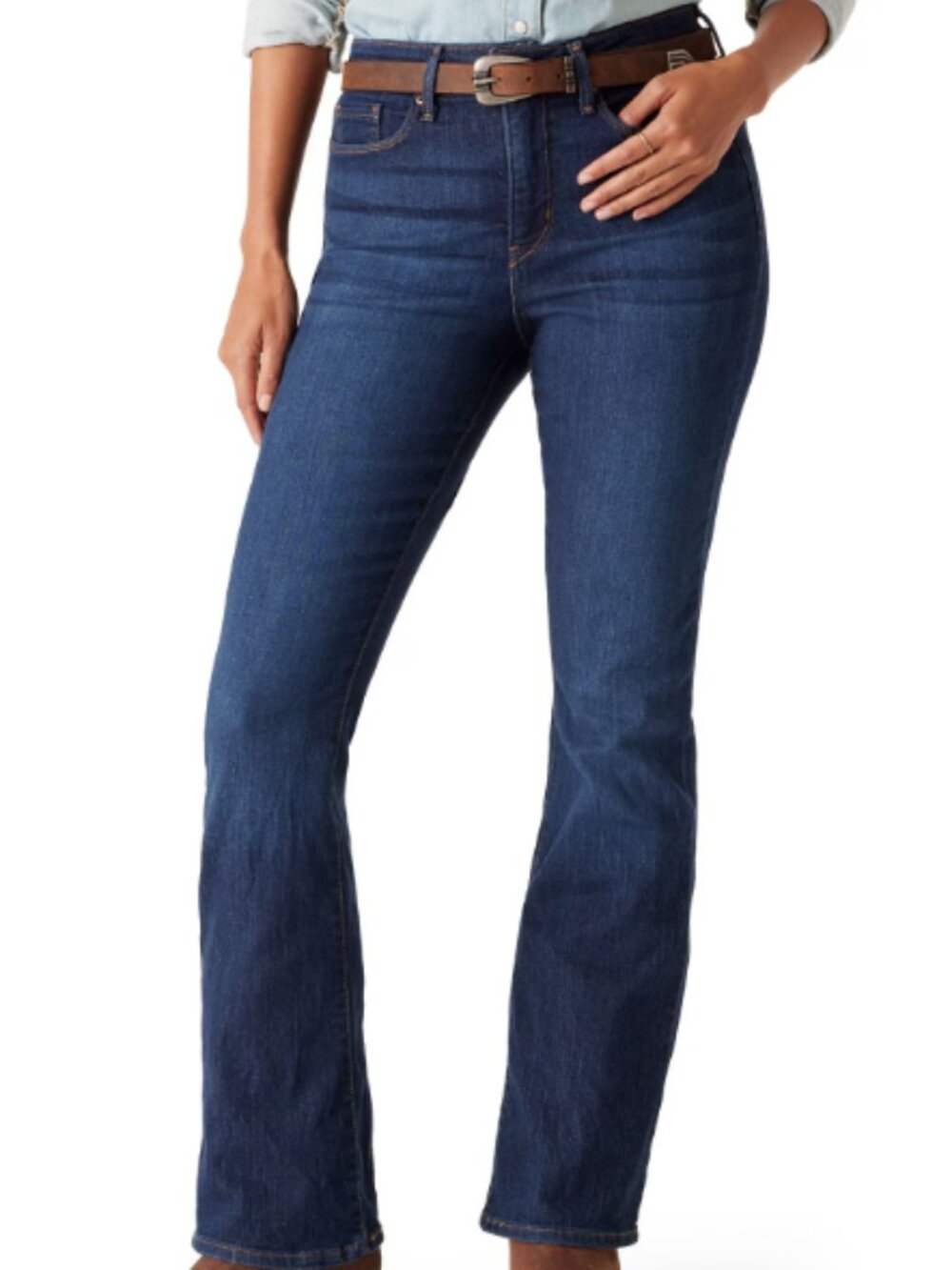 Women's Mid Rise Slimming Bootcut Jeans Pant Leg Length Full Size: 16